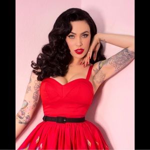 Vixen By Micheline Pitt Maneater Top in Red NWT M!